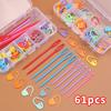 61pcs Multicolor Plastic Resin Small Clips Knitting Crochet Markers Locking Stitch Needle Clip Marking Rings DIY Sewing Tool