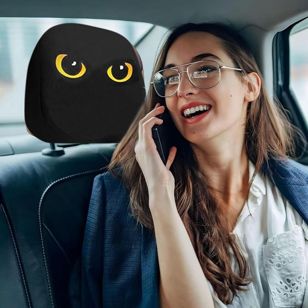 2pcs Car Headrest Covers Big Eyes Auto Headrest Protector Decorative Interior Accessories  Universal Car Seat Headrest Cover