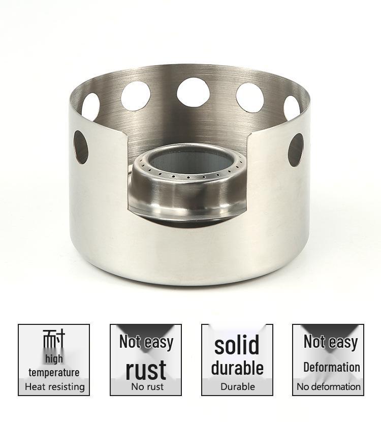 Portable Windproof Stainless Steel Alcohol Stove with Round Windshield for Outdoor Cooking