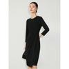 Jiu Zi Anna Coco Women's Round Neck Long Sleeve Little Black Dress
