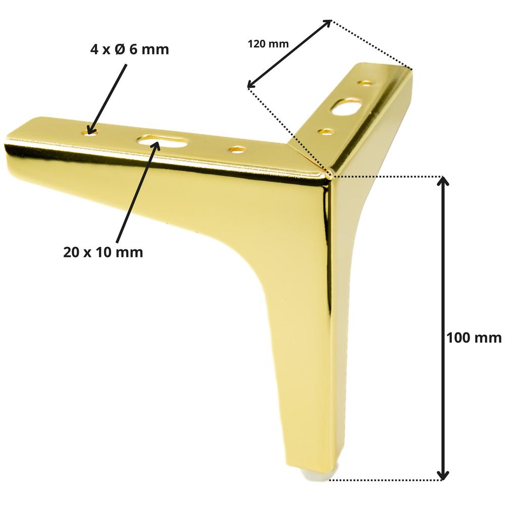 Set of 4 Furniture Legs Anchor Gold Chrome Height 10 Cm
