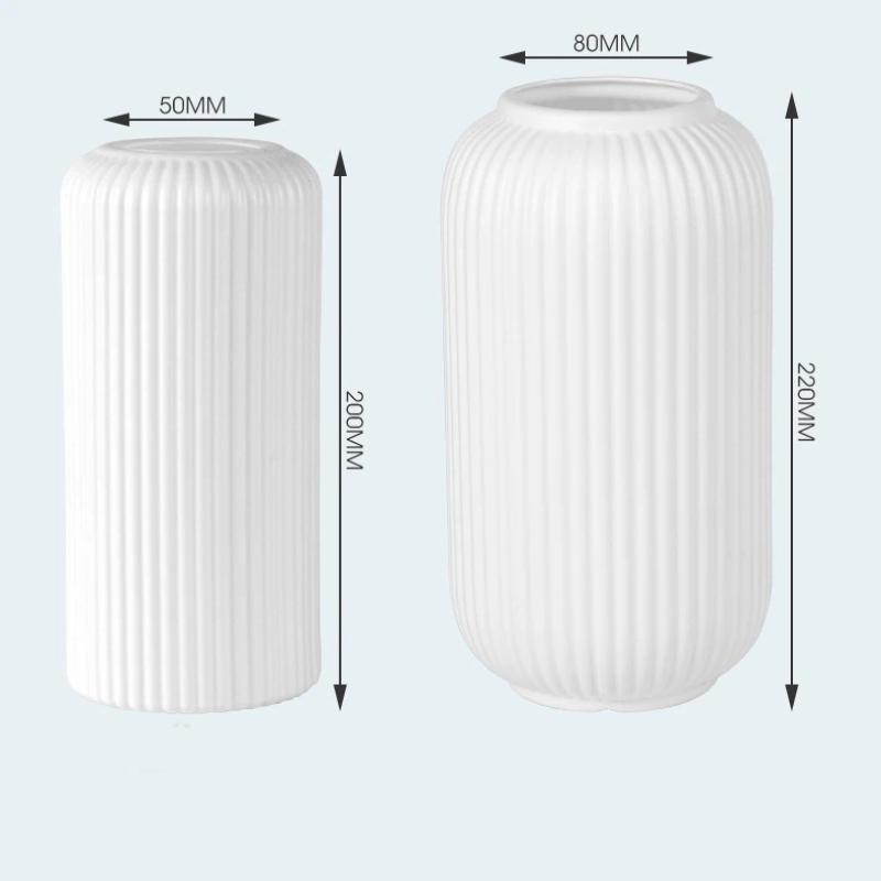 Elegante Vaso in Plastica Effetto Ceramica a Strisce per Fiori - Resistente, Facile da Posizionare, Elemento Decorativo Floreale
