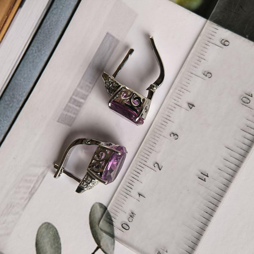 Cercei din argint cu alexandrit 11.793ct, cubic zirconiu (2187585)