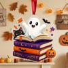 Car Pendant 2D Flat Reading Ghost Pendant Acrylic Spooky Halloween Ghost Ornaments Black Cat Halloween Bag Charm Holiday Party
