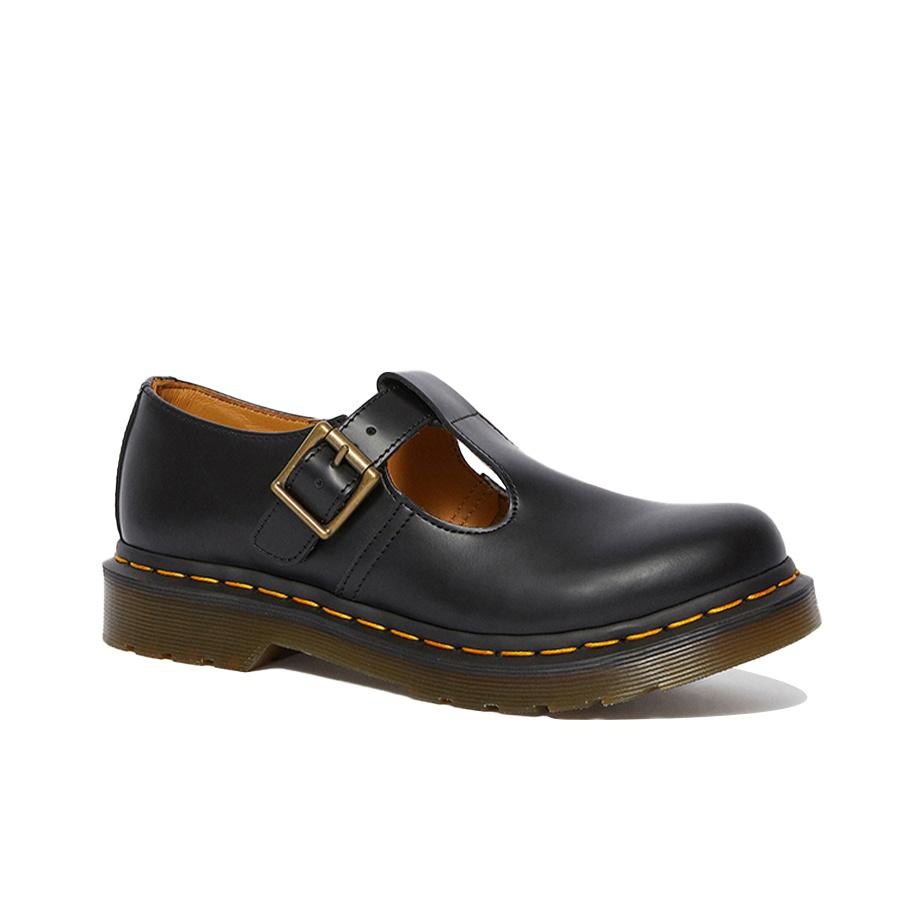 Dr. Martens Zapatos Mary Jane de Cuero Liso Polley Negros (De las mujeres) Zapatillas de Mujer 14852001