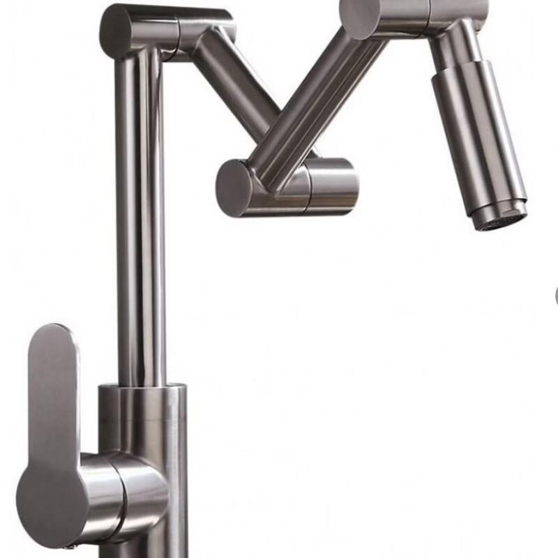 Wandmontierter Klapp-Küchenhahn aus Edelstahl