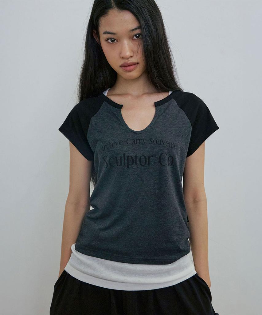 SCULPTOR Archive Raglan Tee Charcoal