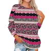 Women's Fashionable Round Neck Shoulder Long Sleeved Valentine's Day Printed Casual Pullover Top