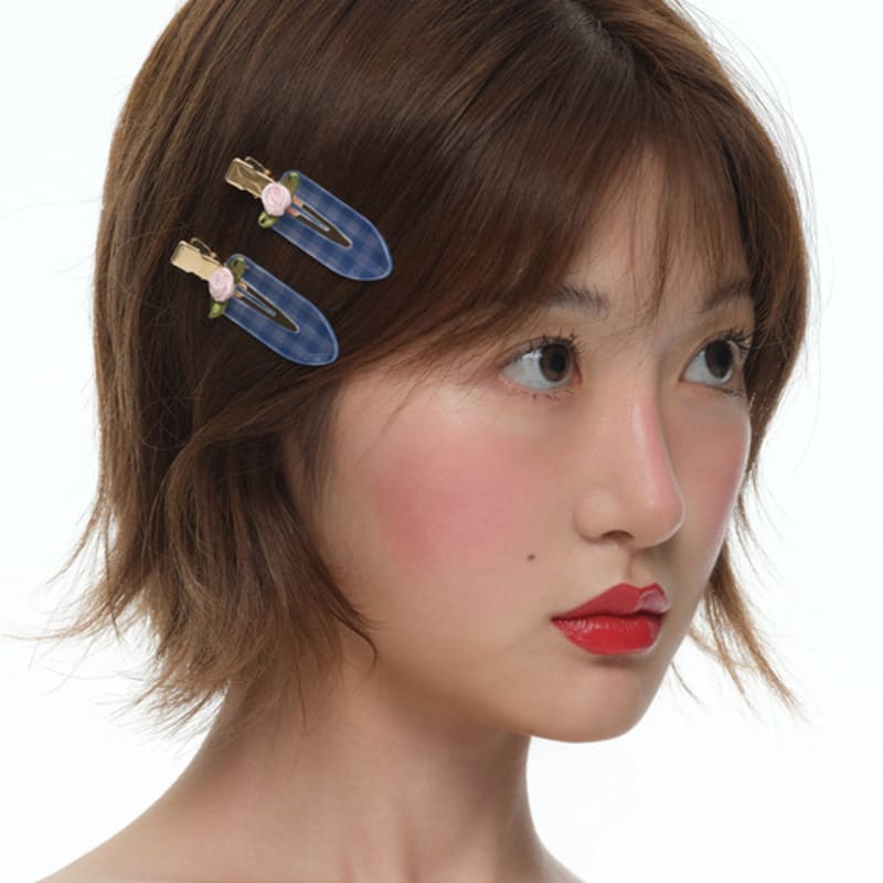 

Eireve ROSE GARDEN HAIR CLIP SET (GINGHAM BLUE/2PCS) Gingham Blue