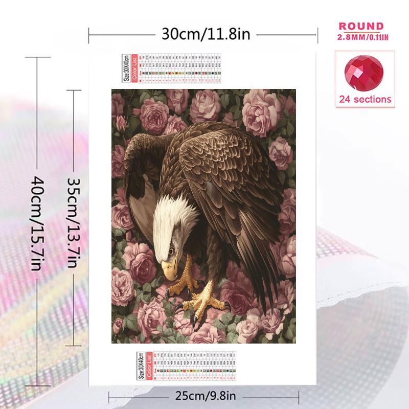 Eagle and vintage roses Pattern  3pcs 100% Round Full Drill 5D DIY Diamond Painting Embroidery Cross Stitch Rhinestone Décor
