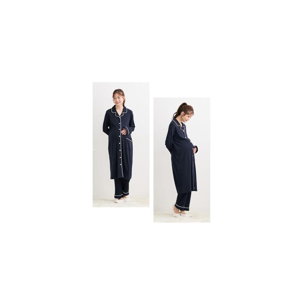 Nissen Maternity Pajamas - Comfortable and Easy to Wear, Cotton Blend Smooth Opening, Navy,
