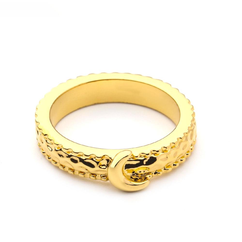Moon-shaped ring, creative texture ring, fashionable personality, European and American simplicity and cold style.