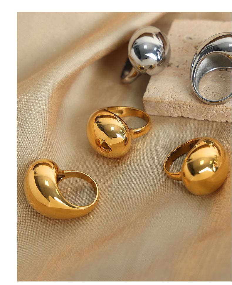 Inel Geometric European și American din Oțel Titan Neregulat Placat cu Aur