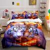 Two Tigers with Fiery Glow Print Soft Comfortable Duvet Cover Bedding Set Included 1*Duvet Cover 2*Pillowcases Luxury Gifts