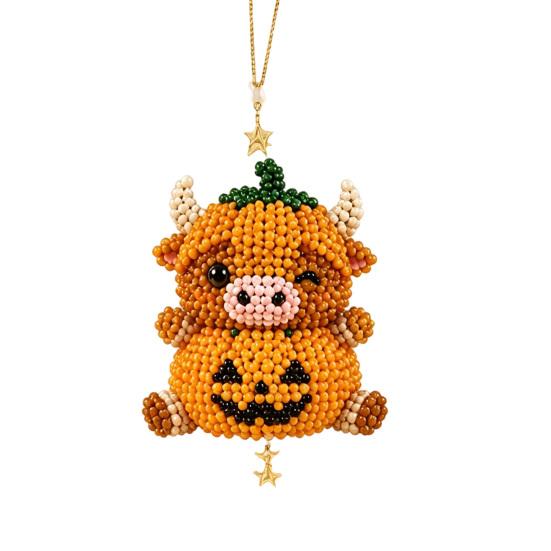 DIY Highland Cow Beading Kit Cute 3d Cow Bead Craft Pendant with Colorful Beads