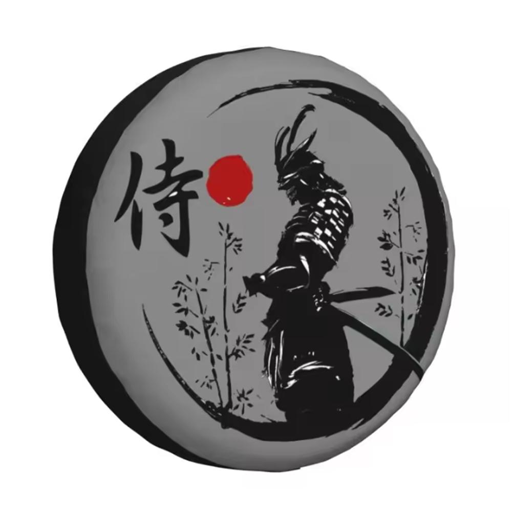 1 X Car Pu Leather Spare Tire Cover Japanese Samurai Warrior Retro King Of Sushi Bear Fit For Suzuki Toyota Jeep Katana Bushido