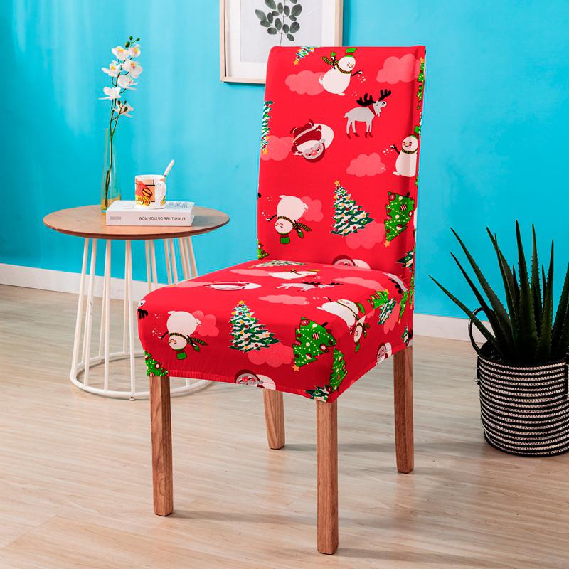 Christmas Decoration Stretch Covers Chair Cover For Dining Room Office Banquet Chair Protector Elastic Material Armchair Cover