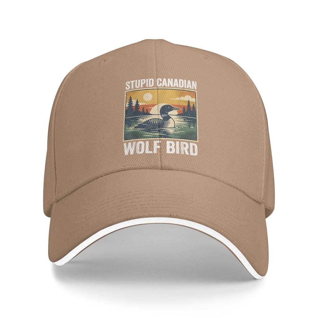 Stupid Canadian Wolf Bird Funny Loon Sun Baseball Cap Summer Men Women Print Trucker Hat Sunscreen Hiking Fishing Snapback Cap