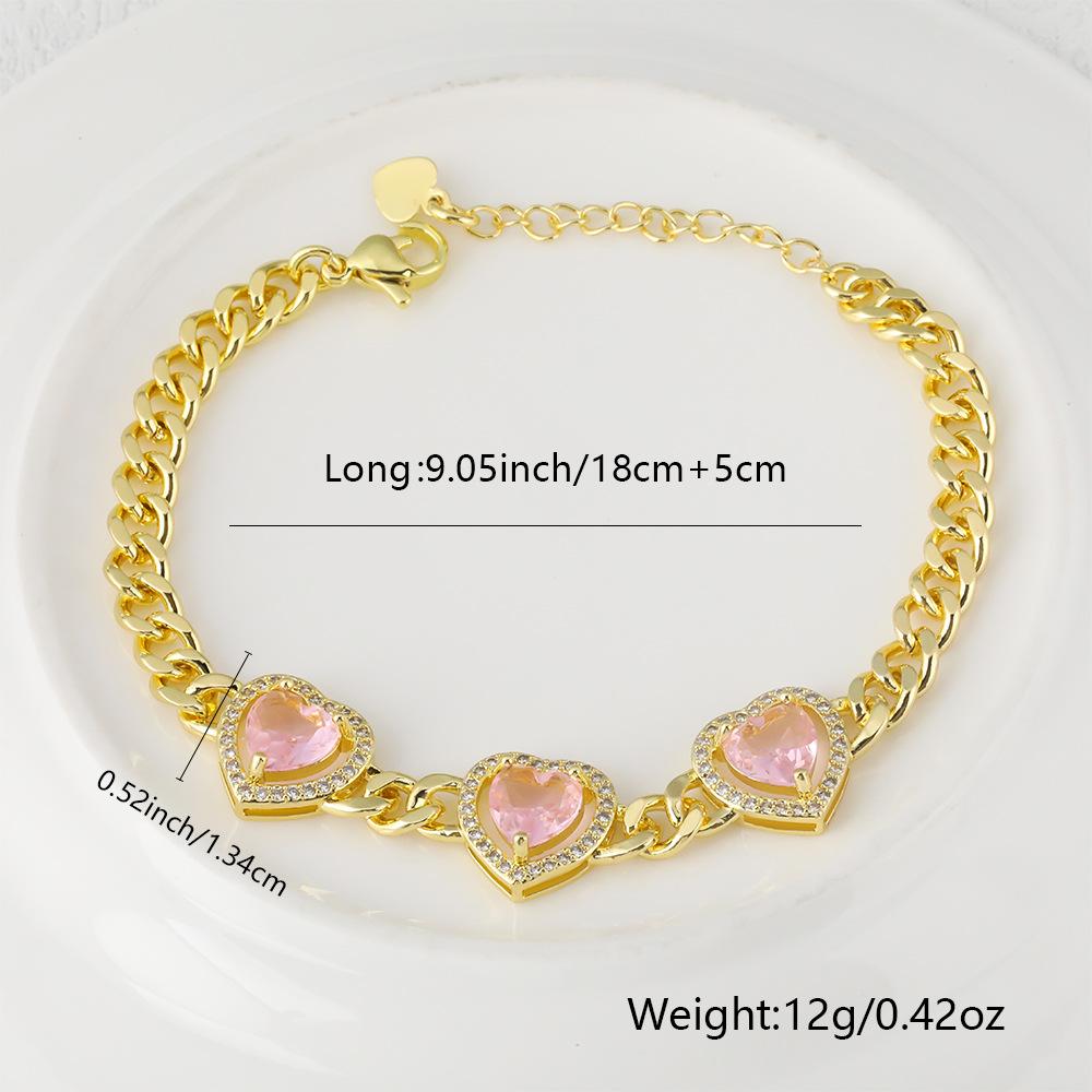 New Light Luxury Micro-inlaid Zircon Geometric Love Color Zircon Pendant Bracelet for Women