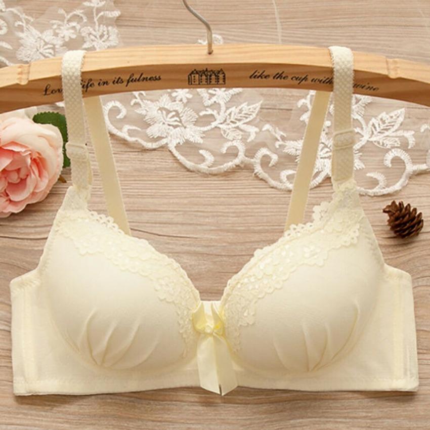 

Бюстгальтеры для женщин, бюстгальтер пуш-ап с мягкой подкладкой и бантом, дышащее мягкое красивое нижнее белье, бюстгальтер без косточек 34/75AB жёлтый