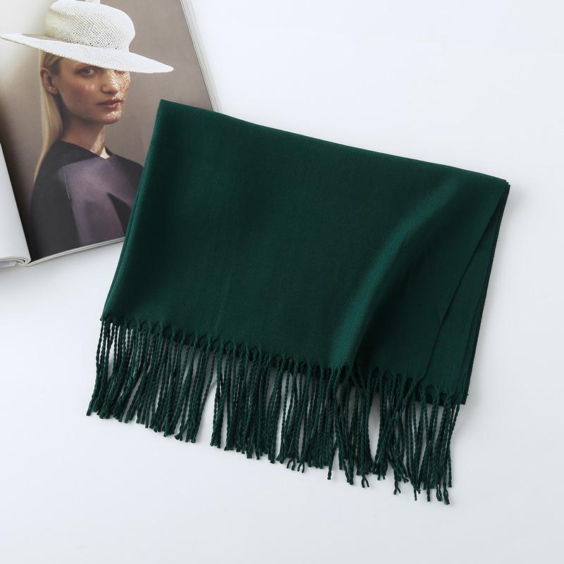 Women's Solid Color Imitation Cashmere Scarf - 200g, Red, Warm Autumn/Winter Shawl and Neckerchief