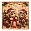 Christmas Party Favors Xmas Cat Faux Pearl Painting Kit, Festive Art DIY Seasonal Supplies Cute Kitty 3D Bead Craft Kit for Adults Teens, Holiday Wall