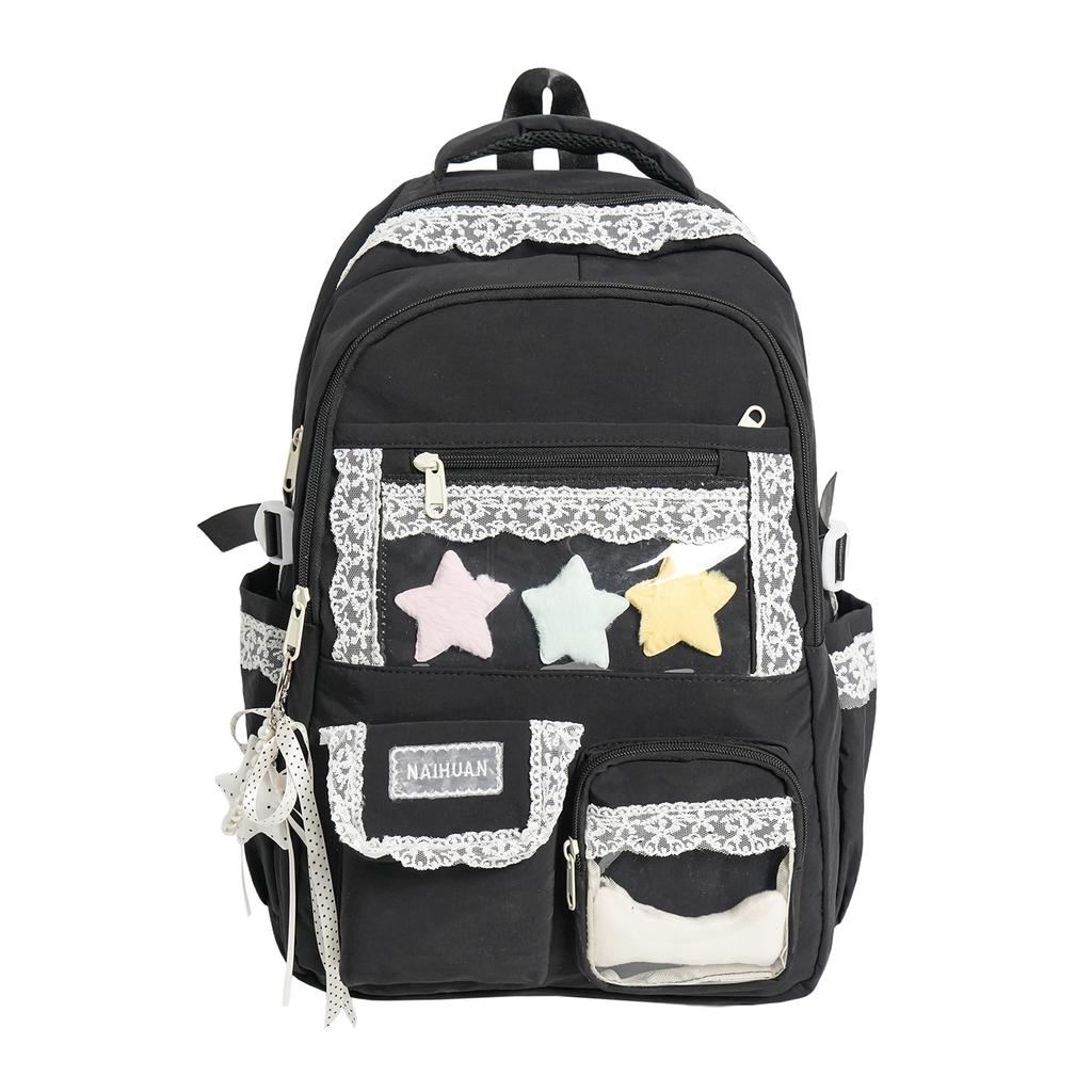Schoolbag High Value Dopamine Sweet Contrasting Color Girl Heart Backpack College Wind Junior High School Student Multi-compartment Backpack