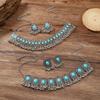 Retro Ethnic Turquoise Necklace and Tassel Earring Set