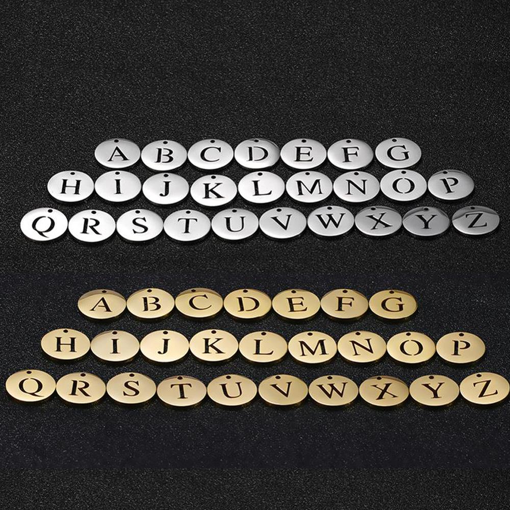 Teamer 10pcs A-Z 26 Letters Stainless Steel Charms for Jewelry Making Initial Alphabet Charms Pendant for Bracelet Necklace DIY