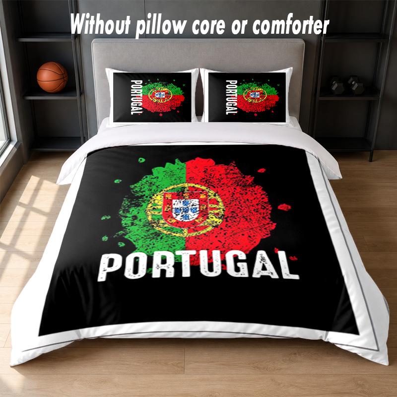 Portugal national football team Design Bed Bedding Set 1 Duvet Cover + 2 Pillowcases Soft Breathable Household Bed Linens