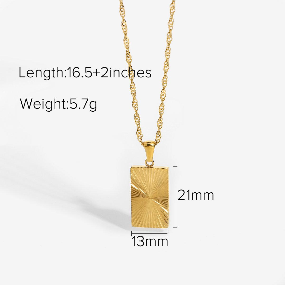 

New Sunshine Coin Necklace 18K Gold Plated 316L Stainless Steel Rectangular Pendant Necklace Geometric Necklace
