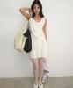 Ronron Scallop Trim Knit Mini Skirt Ivory
