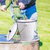 Emaille Eimer mit Holzgriff Vielseitig mit Deckel Eimer für Gartenparty Mitgebsel Wasser Öl Reis Outdoor-Aktivitäten Organisieren