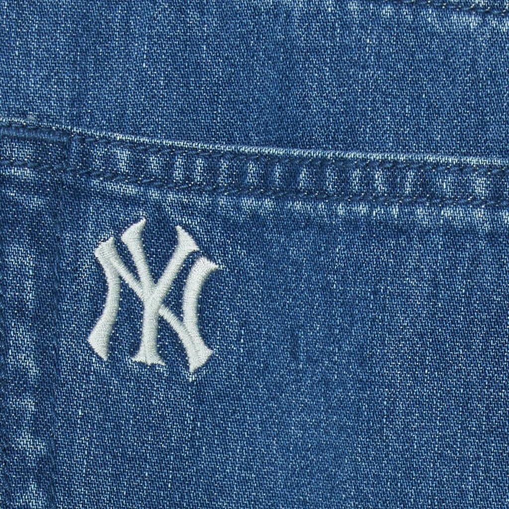 Jeans Jeans Feminino com Estampa de Letras MLB Perna Larga Caimento Solto Emagrecedor 3FDPV0261-50INS