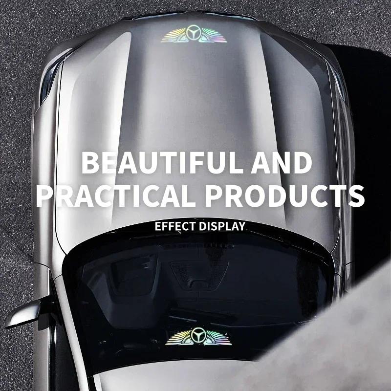 GZB4 Car Logo Angel Wings Decoration 3D Reflective Waterproof Sticker for Mercedes Benz W212 W204 W211W168 W213 W205 W210 W108 W124