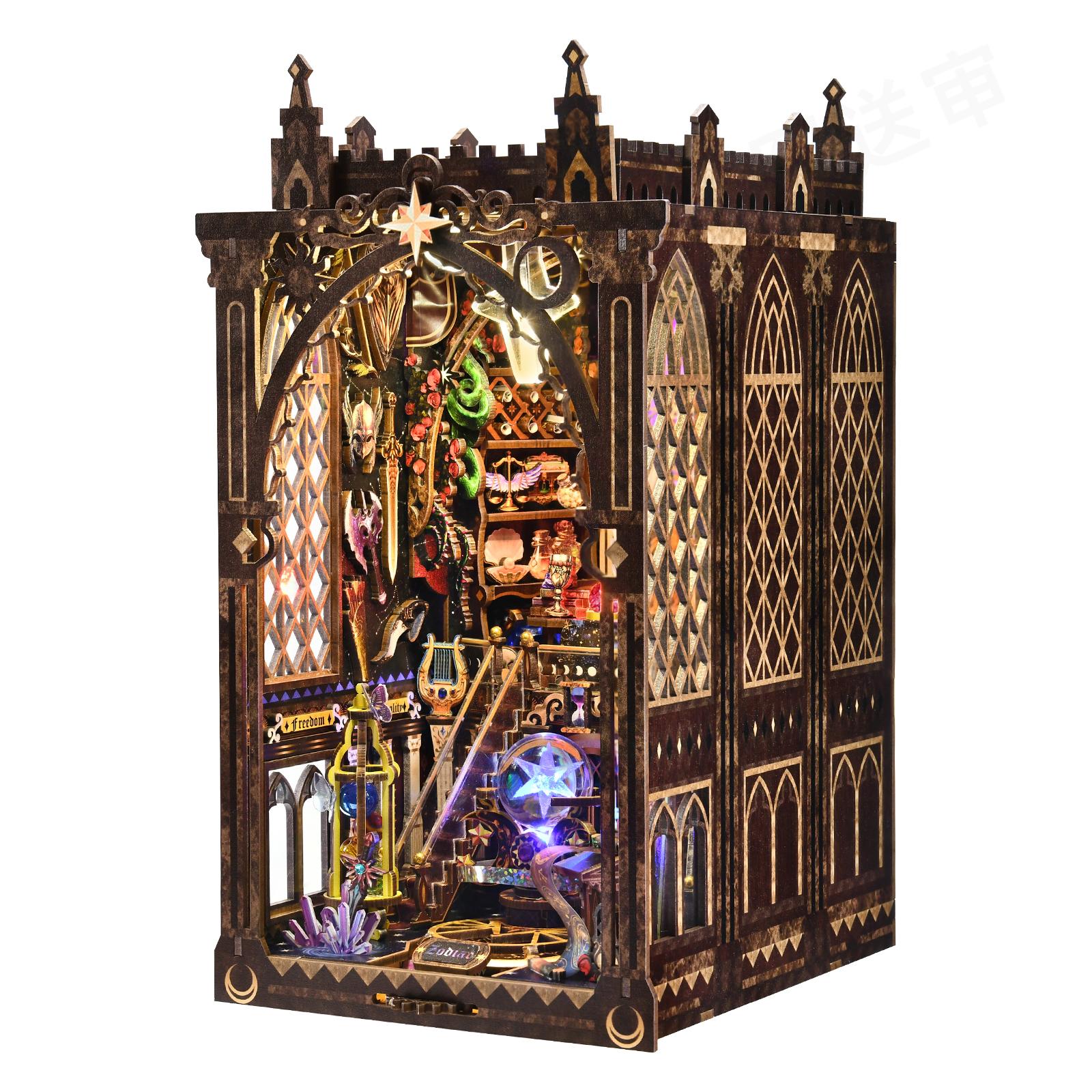 

DIY Book Nook Kit Constellation Star Wooden Bookshop Dollhouse with Light Little star Bookshelf Insert 3D Puzzle Decor for Gift звезда