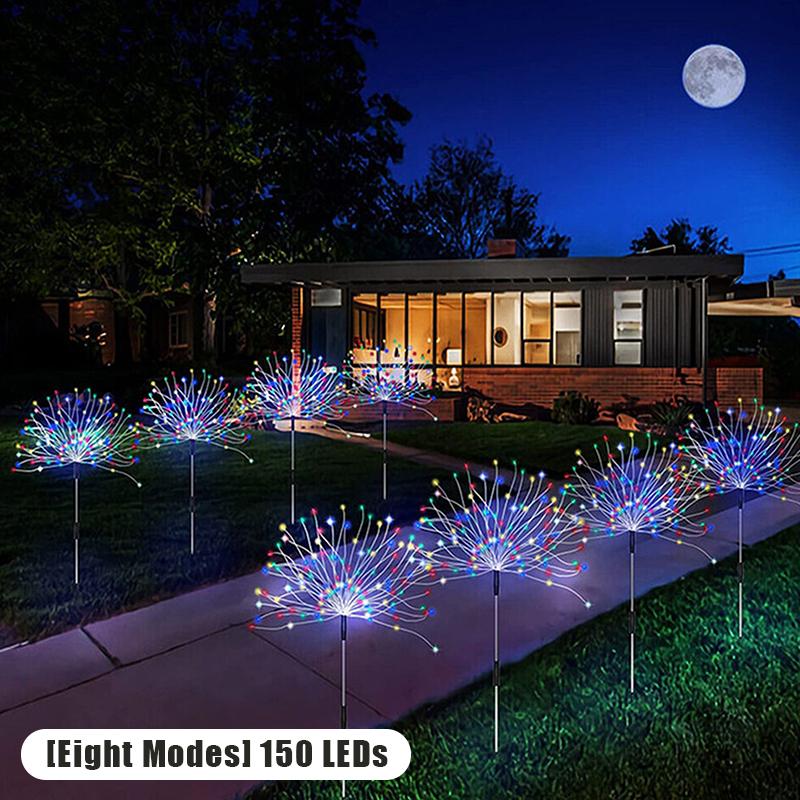 Lumină solară cu foc de artificii cu LED pentru decorarea în aer liber a grădinii Lumină a căii de gazon pentru curte, petrecere, nuntă de Crăciun
