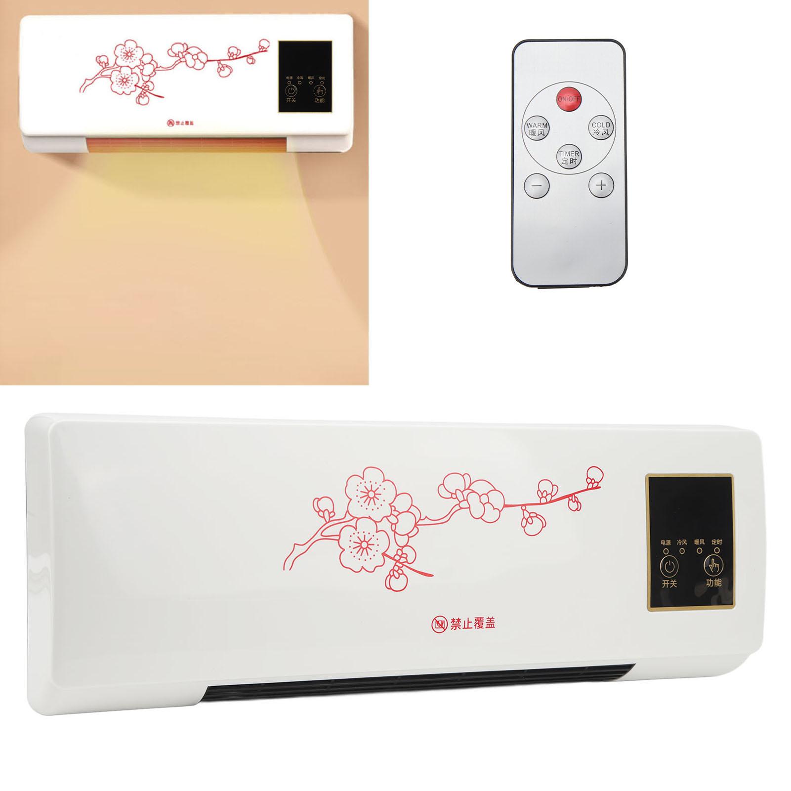 Wall Air Conditioner Wall Mounted Heater 2000W Compact and Portable Timer and Shutdown Function with Remote Control for Bedroom