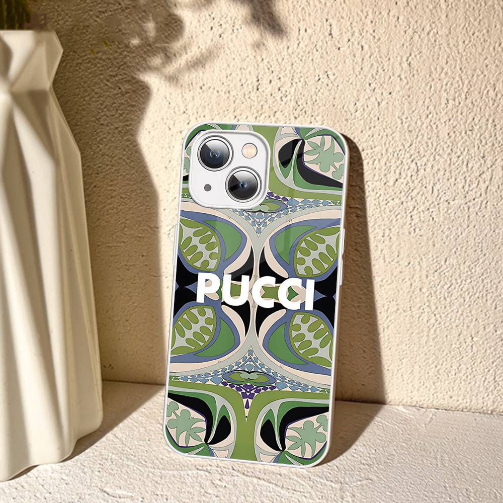 E-Emilio Logo Pucci For IPhone 14 13 12 Mini 11 Pro XS Max X XR 14 Plus Tempered Glass Cover