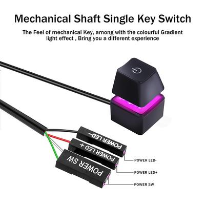 Desktop Computer Boot Button External Remote Start PC Motherboard Switch Reset Button Extension Cord Colorful