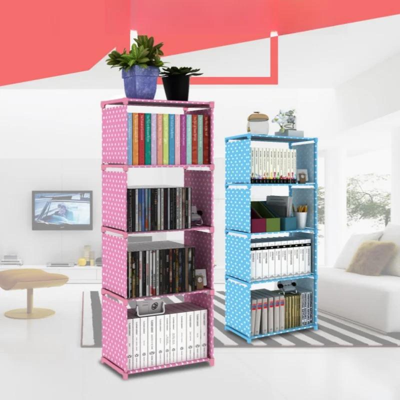 Multi-layer Portable Bookshelf with Fabric Cloth At Back Cube Closet Storage Organizer Bookcase for Studying and Home Use