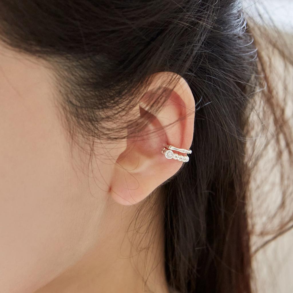 47Bag 925 Silver Ear Curve Clip-On Ring Piercing Earrings Ila