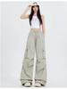 Autumn 2025 Women's High Waist Parachute Cargo Pants - Loose, Convertible, Wide Leg Windbreaker Design