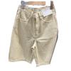 Japanese Women's Washed Denim Bermuda Shorts, Mid-Length Straight Leg, Spring/Summer Collection, Style 25.