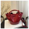 Korean Leather Bucket Bag Small Women’s Handbag Fashion Single Shoulder Bag  Female