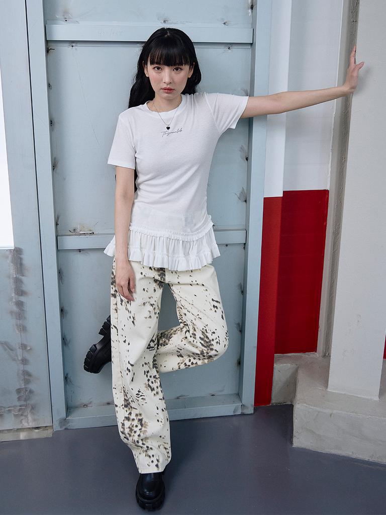 THE GREEN LAB Tiered Short Sleeve T-Shirt [Ivory]
