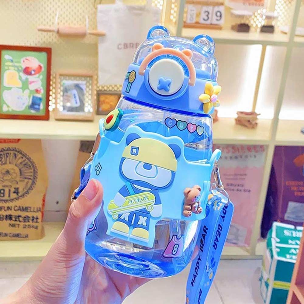 600ML With Strap Water Cup Leakproof Beverage Kettle Creative Kids Summer Water Bottle  School
