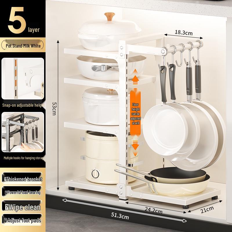 Layered Kitchen Storage Rack for Cookware & Utensils