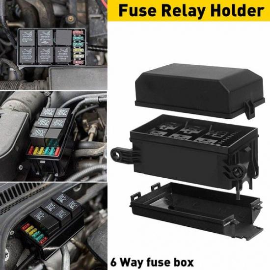 Waterproof Automotive Fuse Relay Holder Box Block For 6 Relay ATC Blade Fuses EA