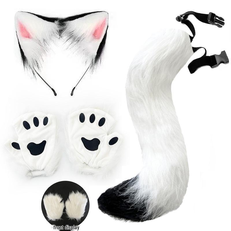 Mănuși de pluș Cosplay – Gheară de urs și lăbuță de pisică, cu degete tăiate – Accesorii drăguțe de Halloween